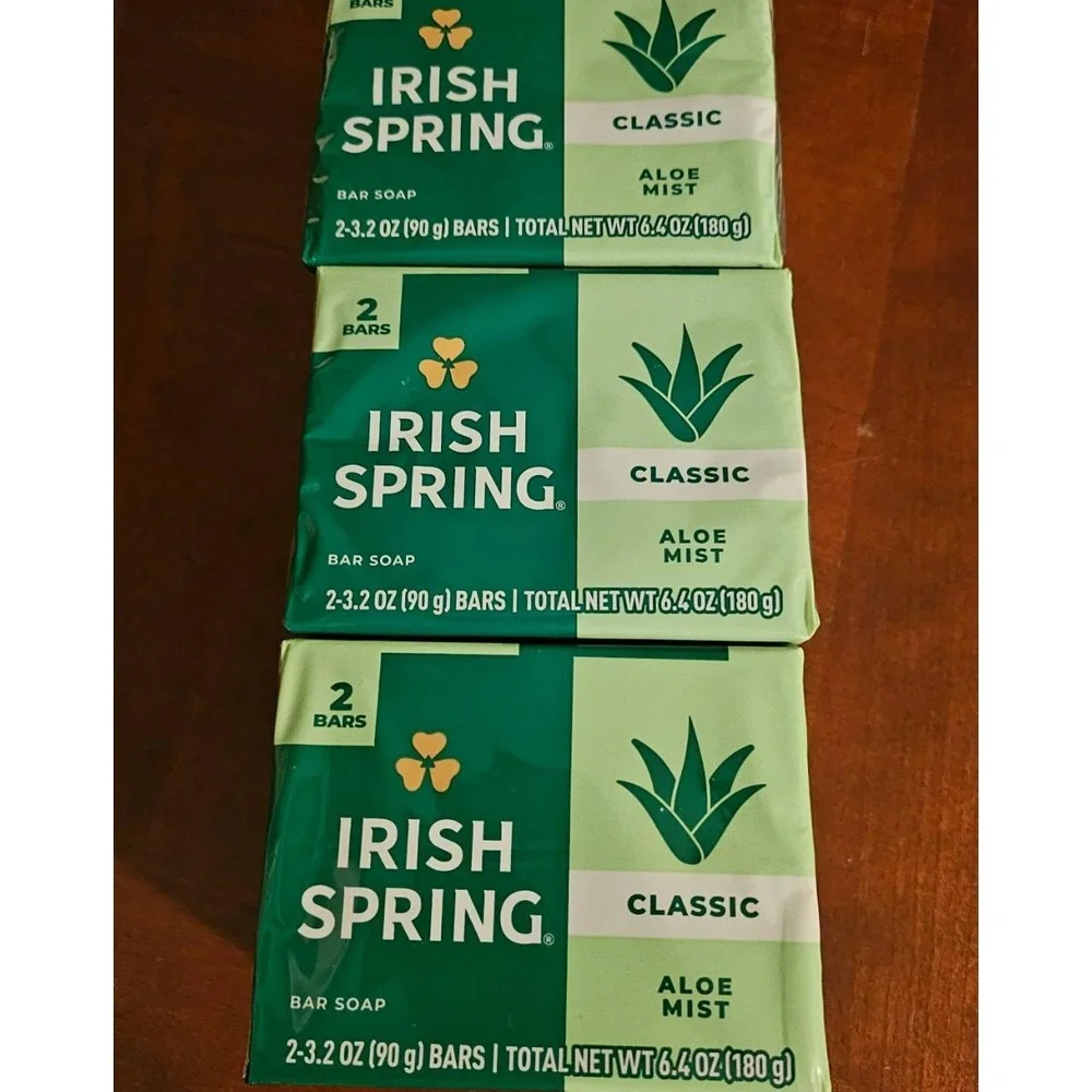 Irish Spring Classic Aloe Mist‎ Deodorant Bar Soap 12-Hour Fresh 6 Bars Total